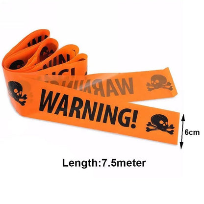 Zombie Party Caution Sign Tape - Halloween - Haunted House Props (Bloody Cloth, Tombstones, Warning Tape) - Scribble Snacks