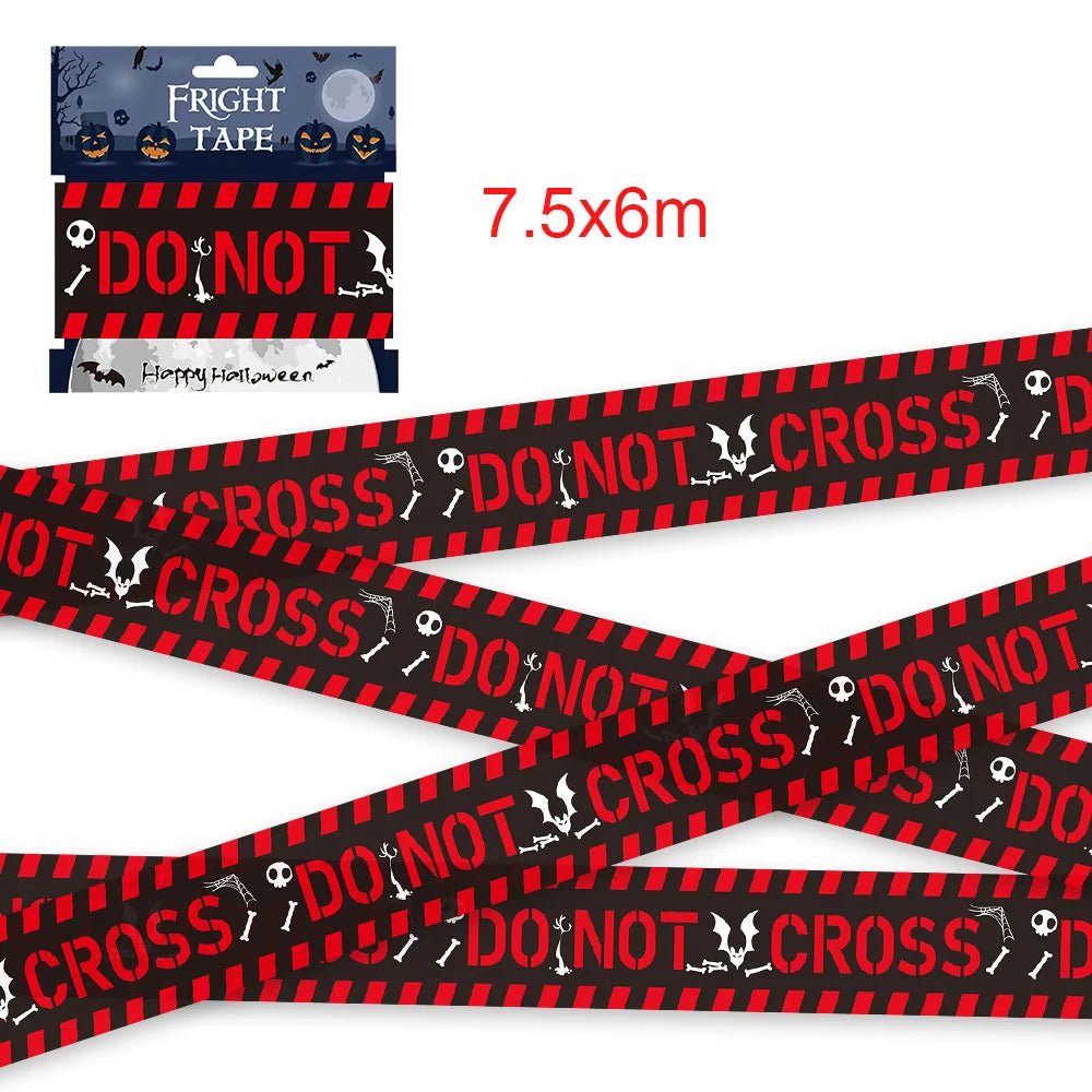 Zombie Party Caution Sign Tape - Halloween - Haunted House Props (Bloody Cloth, Tombstones, Warning Tape) - Scribble Snacks