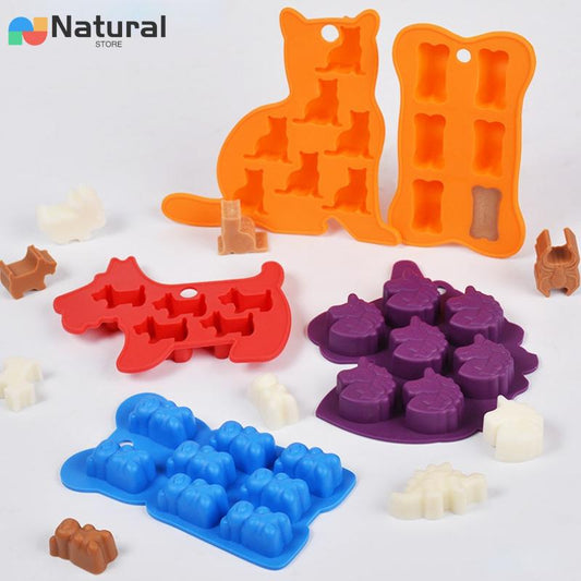 Animal Shaped Silicone Baking/Ice/Soap Moulds - Bear, Cat, Rabbit, Dog, Bone, Unicorn Designs for Ice, Cakes and Candy - Ice Cube Trays - Scribble Snacks