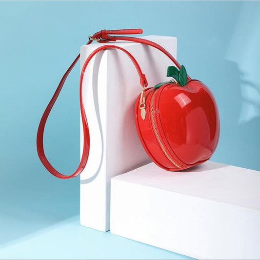 Apple-Shaped Crossbody Shoulder Bag: Red