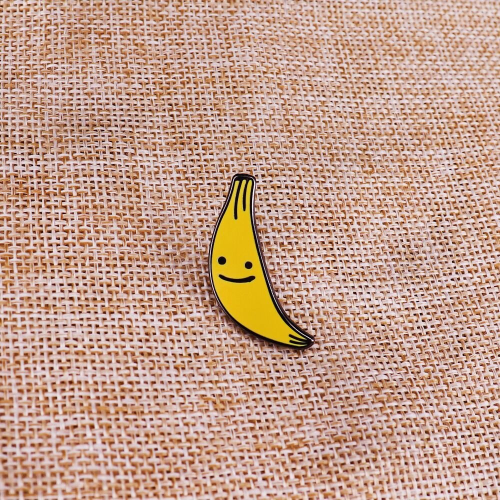 Banana Enamel Pin Brooch Copper - Clothing Pin - Scribble Snacks
