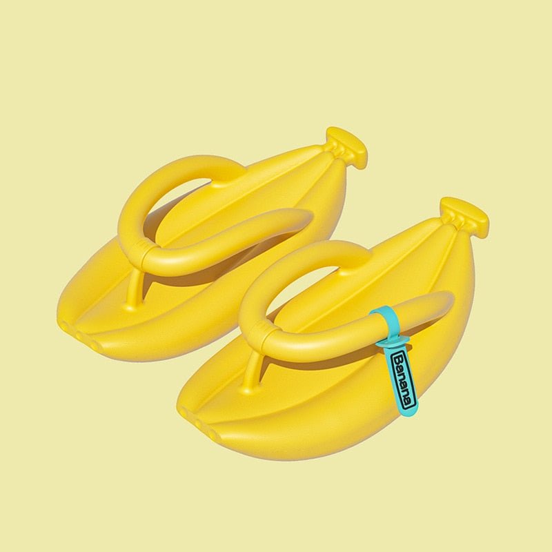 Banana Pattern Summer Flip Flops: Thick Sole, Non-Slip - Shoes & Slippers - Scribble Snacks