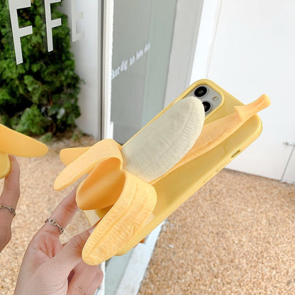 Banana Peel Perfection - Funny 3D Stress Reliever Peeled Banana Phone Case for iPhone 11/12/13 & More - iPhone Cases - Scribble Snacks