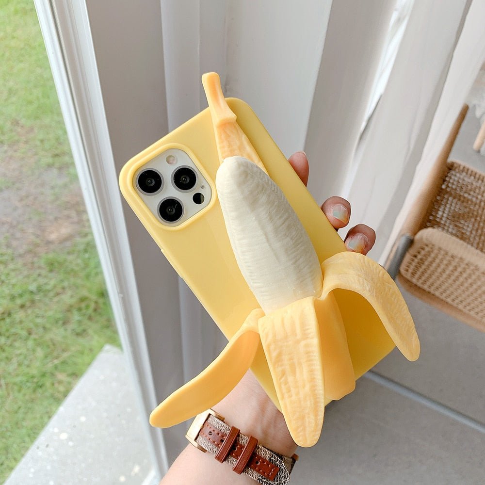 Banana Peel Perfection - Funny 3D Stress Reliever Peeled Banana Phone Case for iPhone 11/12/13 & More - iPhone Cases - Scribble Snacks