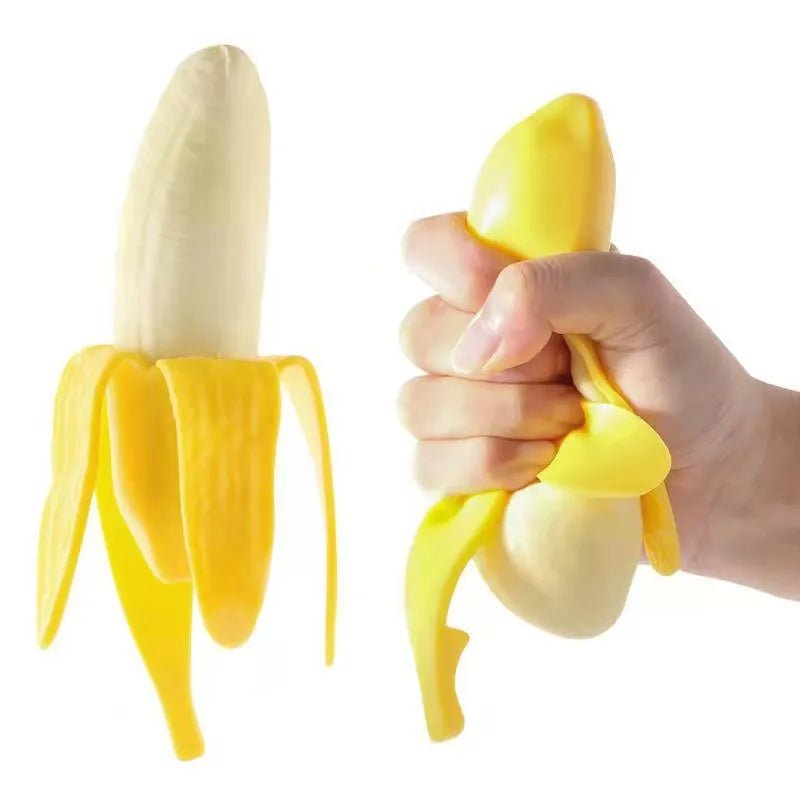 Banana Squeeze Stress Relief Toy - Soft Plush Toys - Scribble Snacks