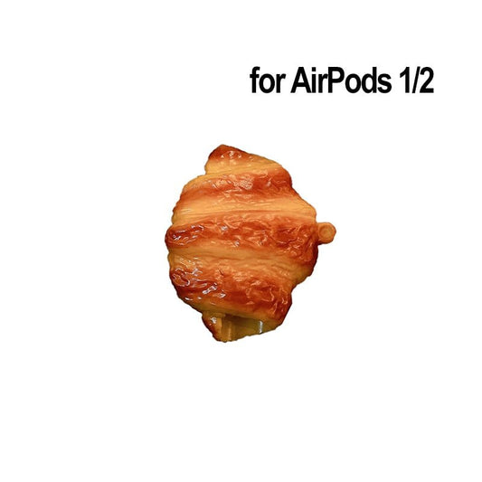Croissant silicone AirPods case for AirPods 1 and 2, front view on white