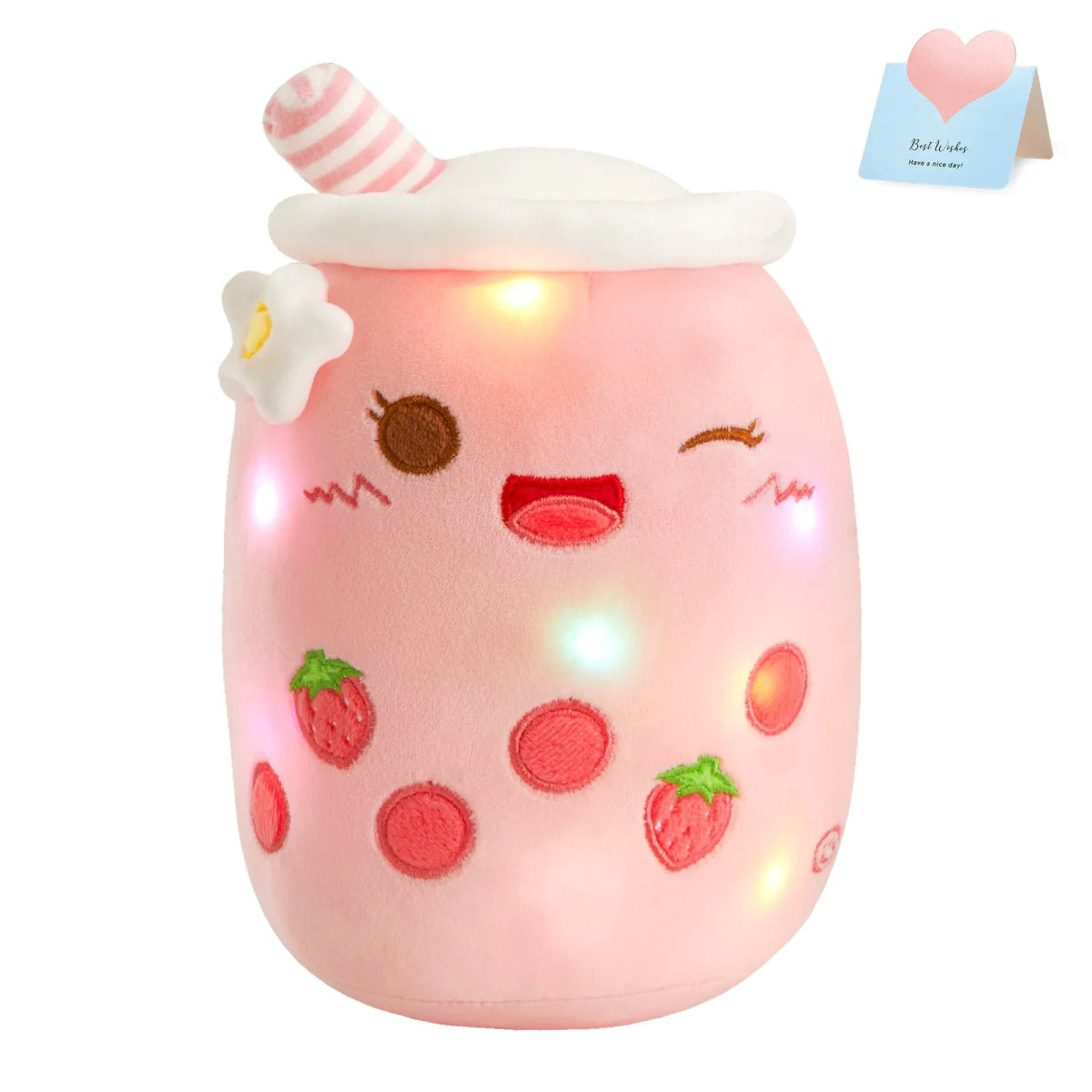 Boba Bubble Tea LED Plushie - Soft Plush Toys - Scribble Snacks
