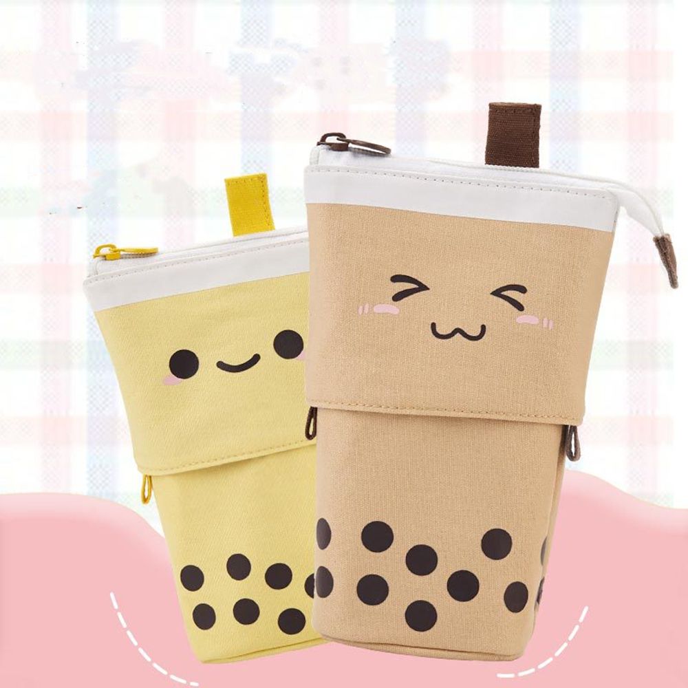 Boba Milk Tea Telescopic Pen Bag - Cute Stand Up Pencil Case and Stationery Pouch for Organisation (1 Set) - Pencil Cases - Scribble Snacks
