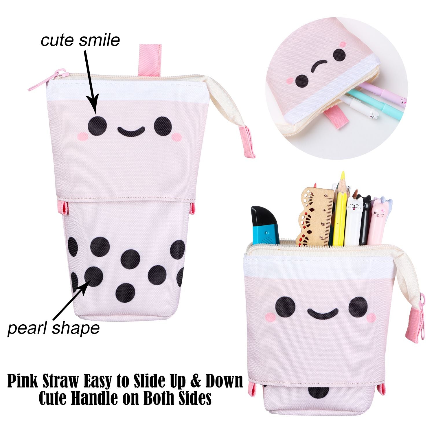 BobaLicious Pencil Case - Large Capacity Cute Milk Tea Design - Boba Pencil Case! - Pencil Cases - Scribble Snacks
