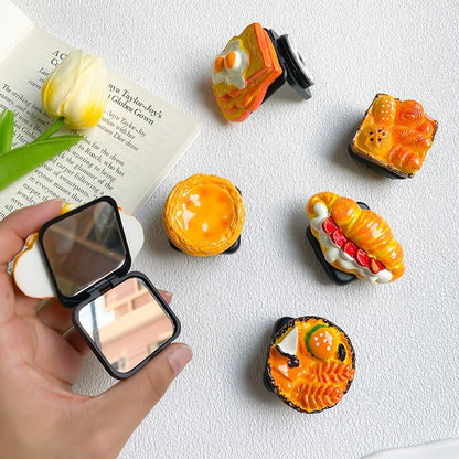 Bread & Egg Beauty Stand - PopSockets Style Phone Grips Mobile Phone 3D Bracket Flip Mirror Griptok Bread Burger Egg Holder - PopSockets & Phone Grips - Scribble Snacks