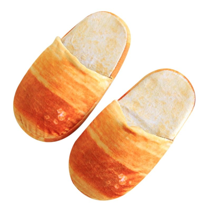 Bread-Shaped Winter Plush Cotton Slippers: Non-Slip, Warm - Shoes & Slippers - Scribble Snacks
