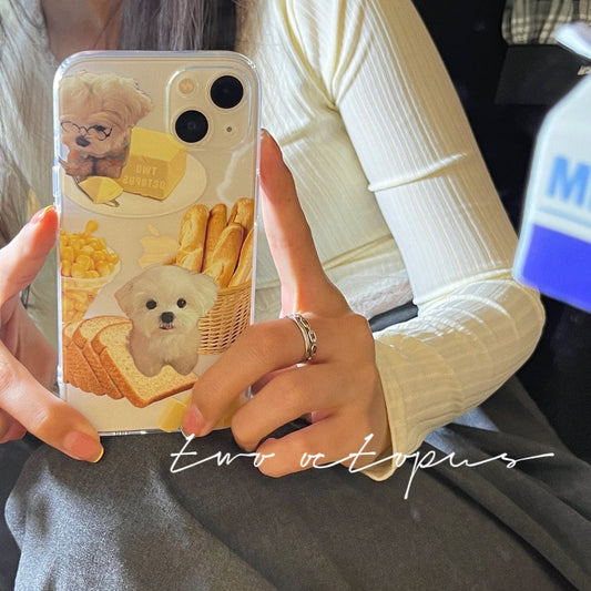 Breaded Pup Love - Cute Bread Dog Cartoon Phone Case for iPhone 12/13/14 & More - iPhone Cases - Scribble Snacks