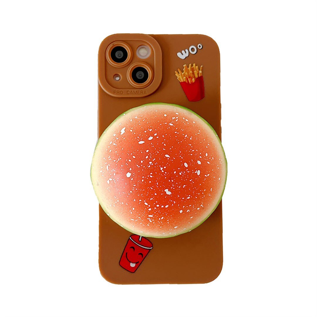 Squishy Hamburger Silicone iPhone 14 12 13 Case Dust Resistant