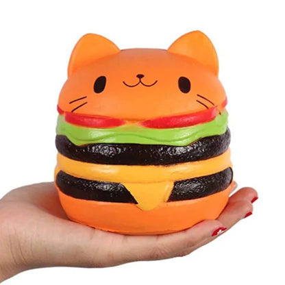 Burger Cat Face Squishy Stress Toy - Soft Plush Toys - Scribble Snacks