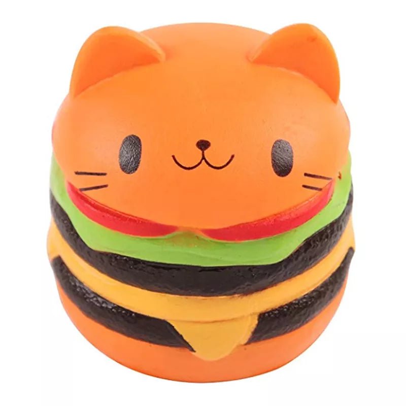 Burger Cat Face Squishy Stress Toy - Soft Plush Toys - Scribble Snacks