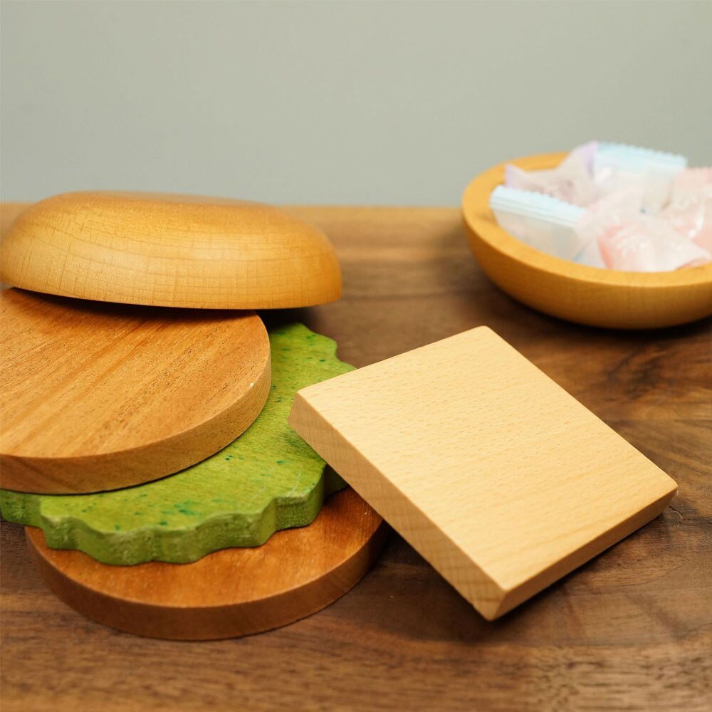 Burger Shaped Wooden Coaster Placemat - Kitchenware - Scribble Snacks