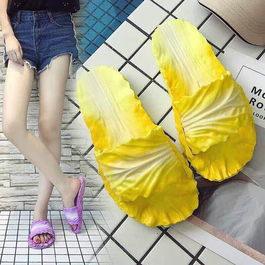 Cabbage Shape Summer Slippers: Anti-Slip Bathroom Footwear - Shoes & Slippers - Scribble Snacks