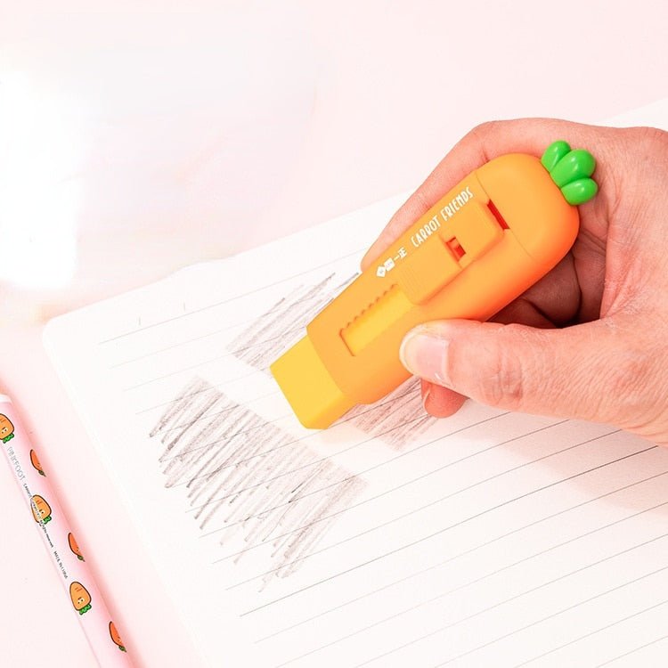 Carrot-Crunch Eraser - Carrot Push-Pull Eraser - Erasers - Scribble Snacks