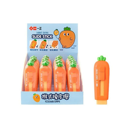Carrot-Crunch Eraser - Carrot Push-Pull Eraser - Erasers - Scribble Snacks