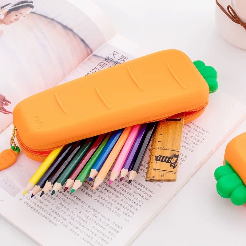 Carrot Keeper - Cute Carrot Silicone Pencil Case - Pencil Cases - Scribble Snacks