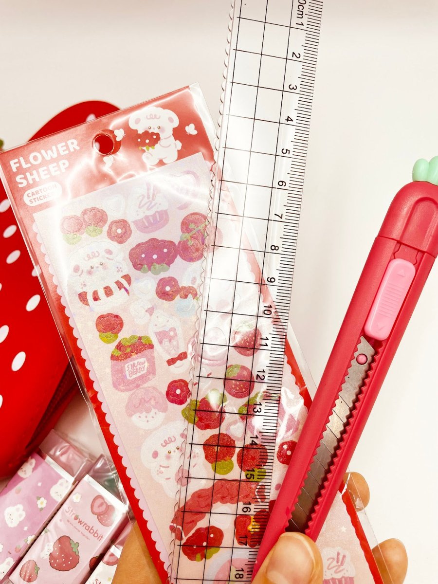 Carrot & Strawberry Themed Complete Stationery Set - Scribble Snacks