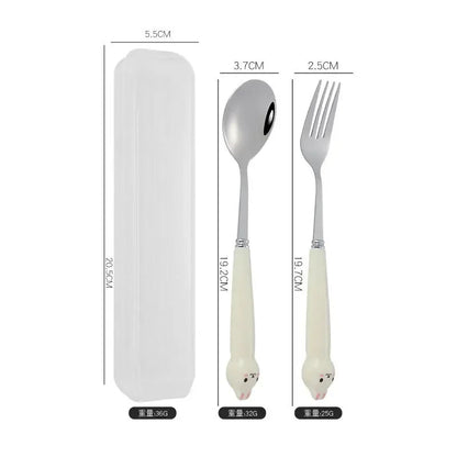 Cartoon Cutlery Set with Case - Cutlery Set - Scribble Snacks