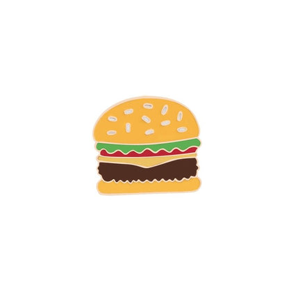 Cartoon Food Enamel Pins: Egg, Hamburger, Fries, Strawberry Cake - Clothing Pin - Scribble Snacks