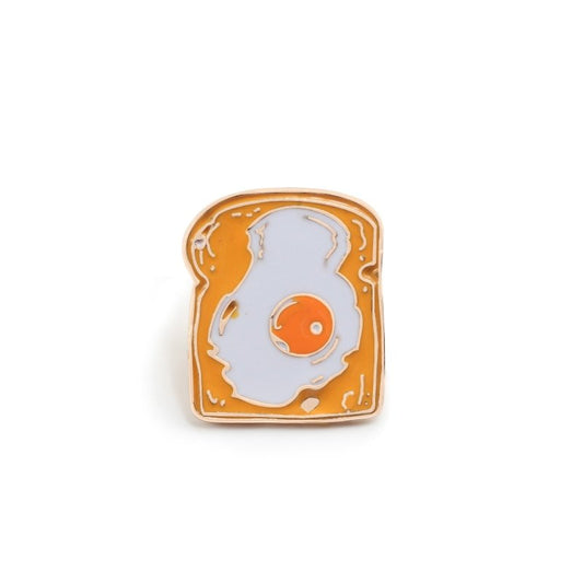 Cartoon Food Enamel Pins: Egg, Hamburger, Fries, Strawberry Cake - Clothing Pin - Scribble Snacks