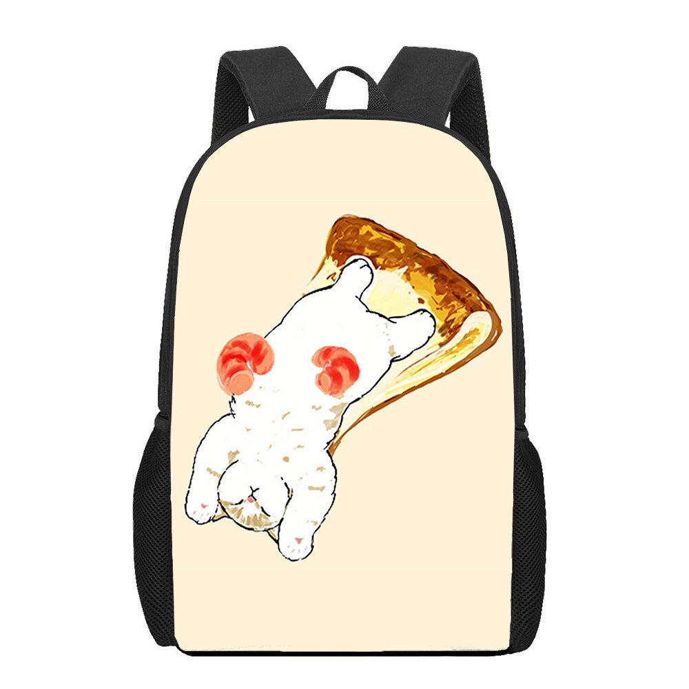 Cat and Food Print Backpack - Bags & Backpacks - Scribble Snacks
