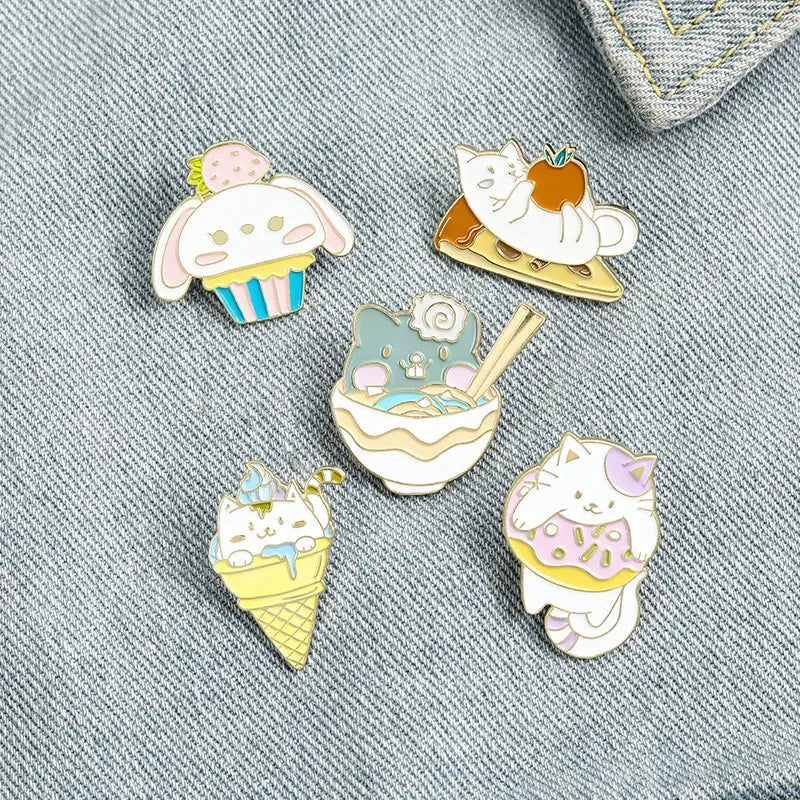 Cat Ice Cream Donut Pins - Clothing Pin - Scribble Snacks