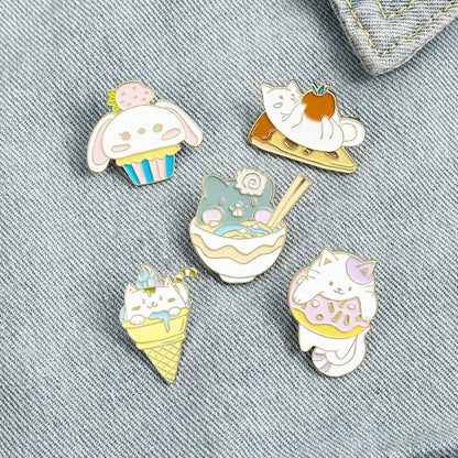 Cat Ice Cream Donut Pins - Clothing Pin - Scribble Snacks