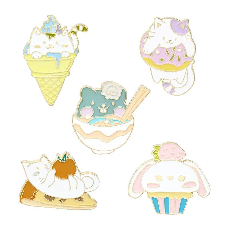 Cat Ice Cream Donut Pins - Clothing Pin - Scribble Snacks