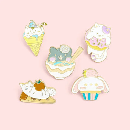 Cat Ice Cream Donut Pins - Clothing Pin - Scribble Snacks