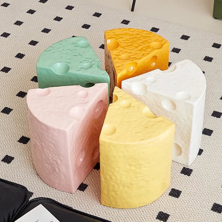 Cheesy Delight Resin Ottoman Stool - Chairs & Stools - Scribble Snacks