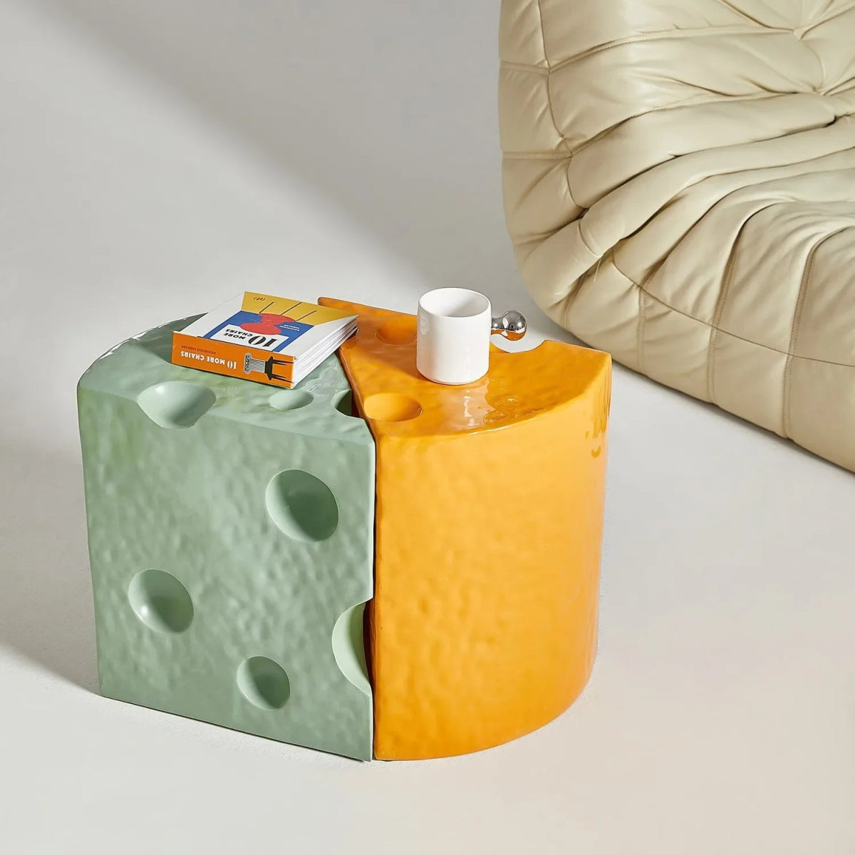 Cheesy Delight Resin Ottoman Stool - Chairs & Stools - Scribble Snacks