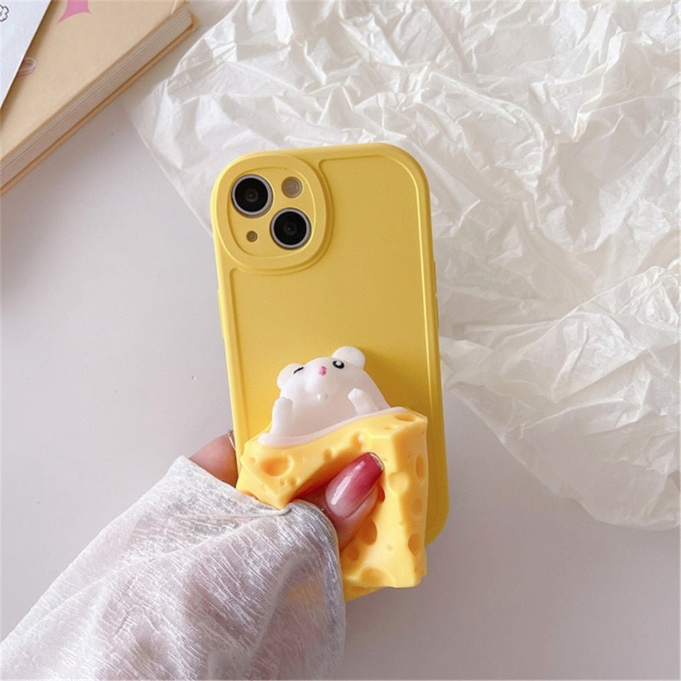 Cheesy Mouse Magic - Cute Soft Squishy Yellow Cheese Mouse Phone Case for iPhone X/11/12/13/14 & More - iPhone Cases - Scribble Snacks
