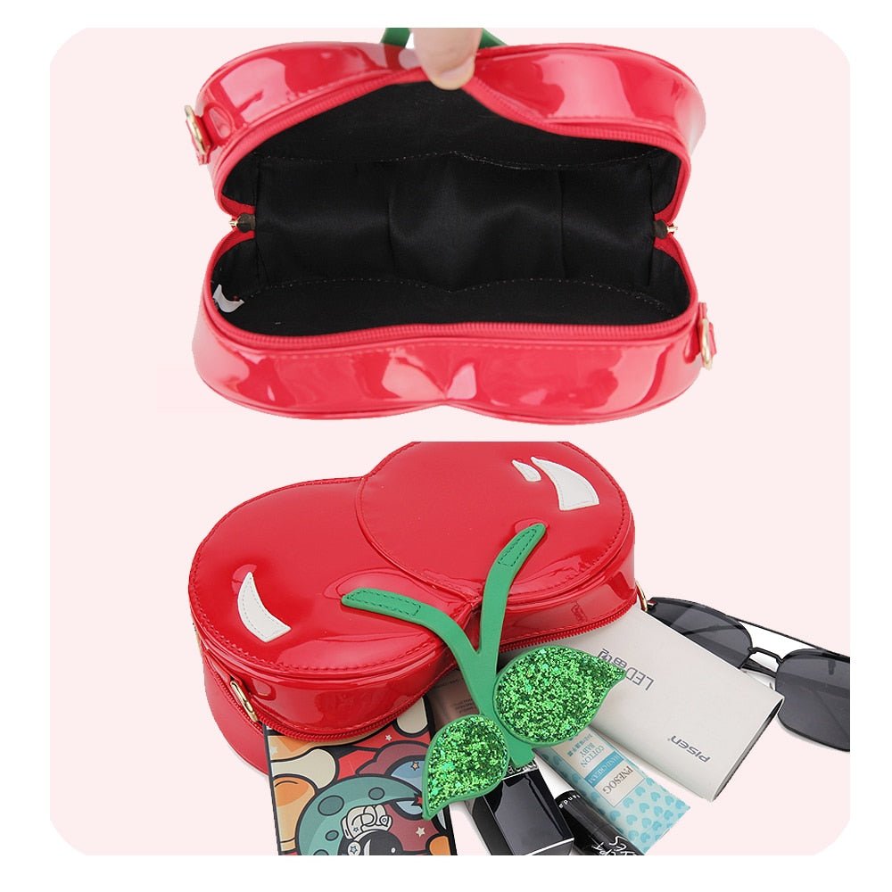 Cherry Shape Crossbody Shoulder Bag, PU Leather - Bags & Backpacks - Scribble Snacks