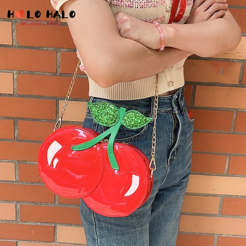 Cherry Shape Crossbody Shoulder Bag, PU Leather - Bags & Backpacks - Scribble Snacks