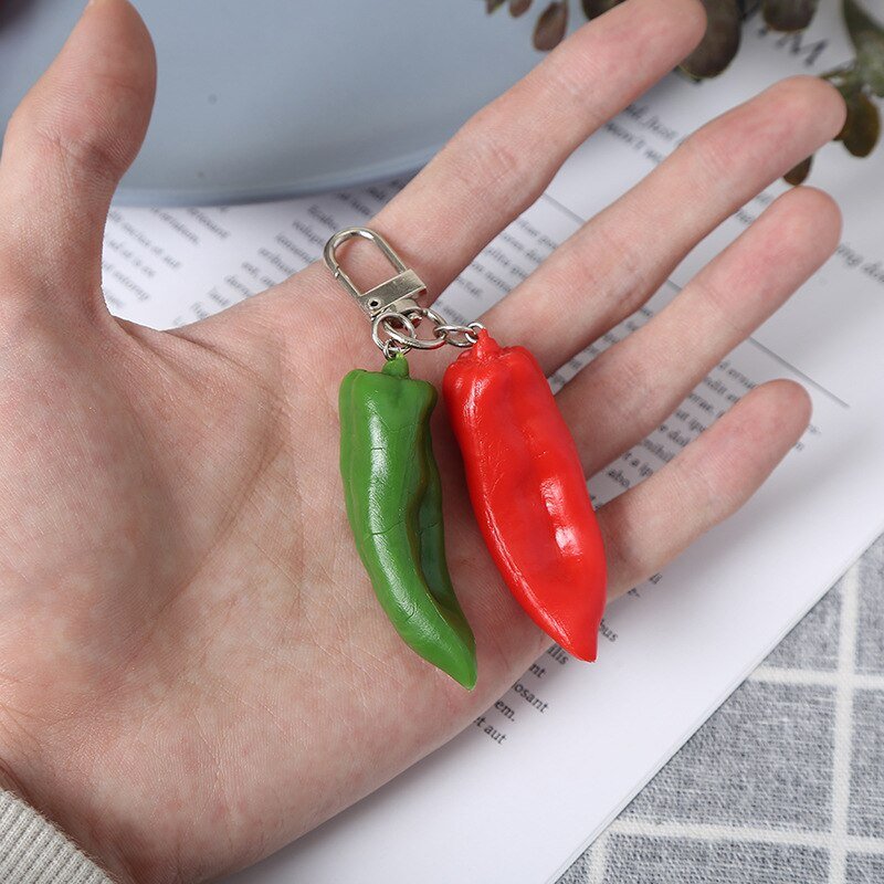 Chili Garlic Food Pendant Keychains - Creative Simulation Vegetable Bag Charms - Keychains - Scribble Snacks