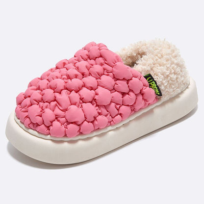 Comwarm Winter Plush Slippers: Polka Dot, Flat Heel - Shoes & Slippers - Scribble Snacks