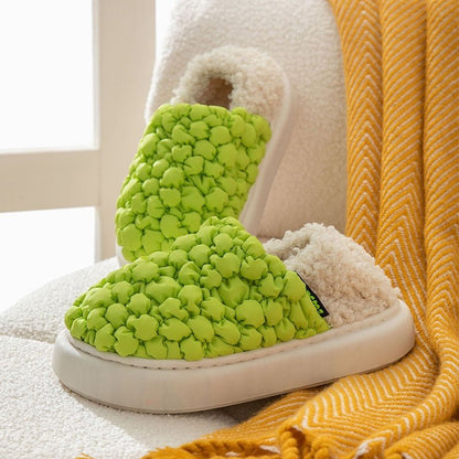 Comwarm Winter Plush Slippers: Polka Dot, Flat Heel - Shoes & Slippers - Scribble Snacks