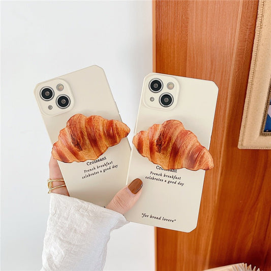 Croissant Comfort - Korean Letter Croissant Bread Bracket Soft Case for iPhone 13/12 & More - iPhone Cases - Scribble Snacks