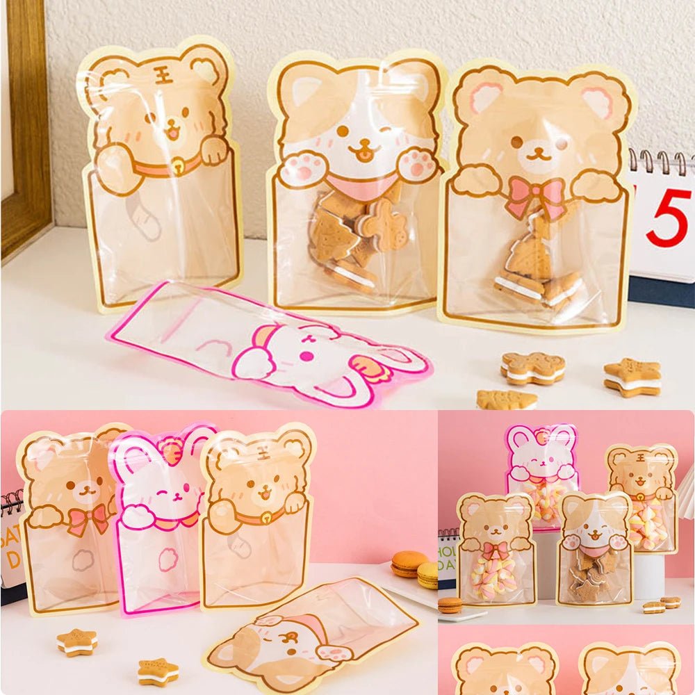 Cute Bear Candy Ziplock Bags - Party Favors & Storage Boxes - Scribble Snacks