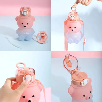 Cute Bear Straw Water Bottle - Water Bottles - Scribble Snacks