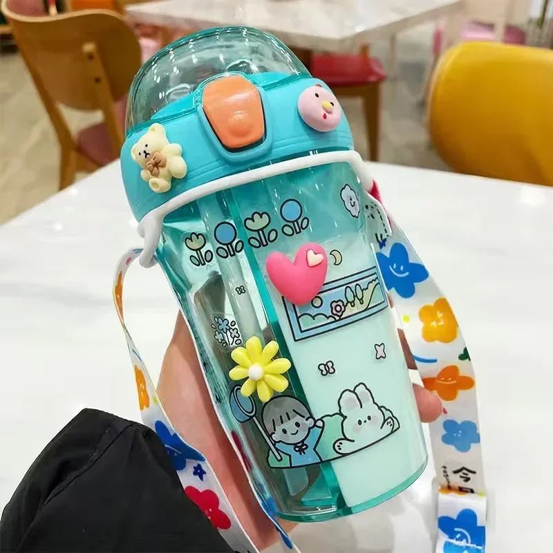 Cute Cartoon Children's Straw Water Bottle - Water Bottles - Scribble Snacks