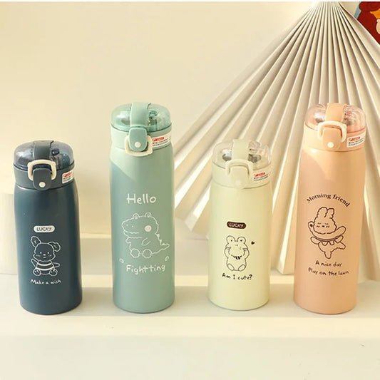 Cute Cartoon Kids Stainless Steel Thermos - Water Bottles - Scribble Snacks