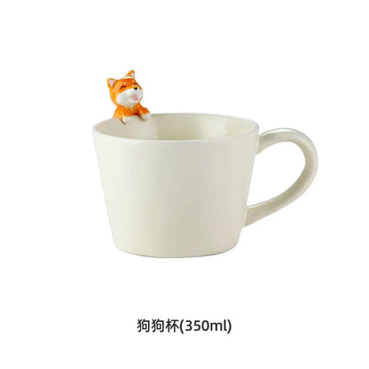 Cute Cat and Dog Ceramic Coffee Cup - Mugs - Scribble Snacks