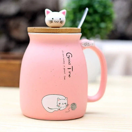 Cute Cat Ceramic Milk Mug - Mugs - Scribble Snacks