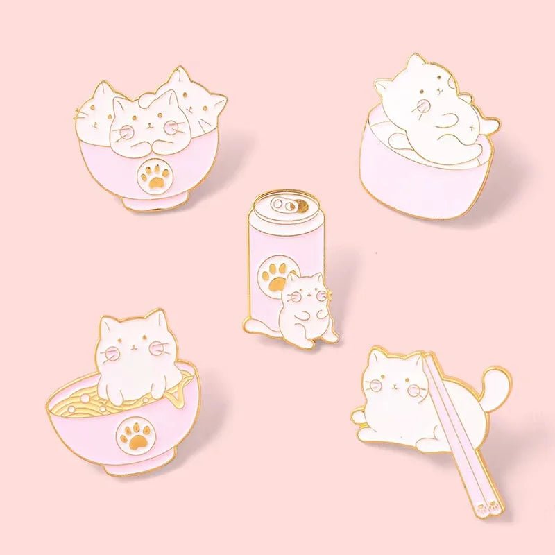 Cute Cat Food Enamel Pin - Clothing Pin - Scribble Snacks