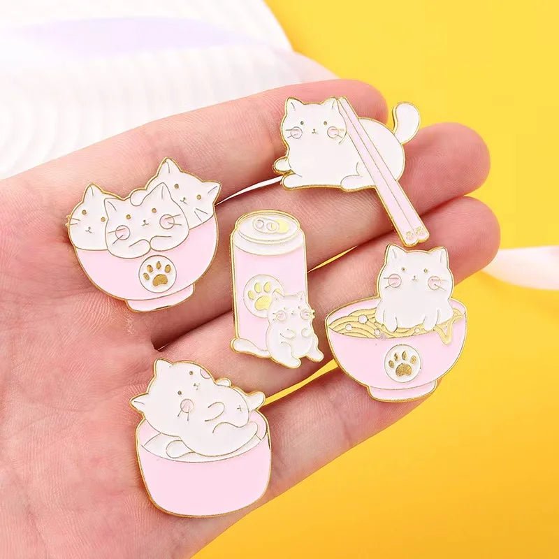 Cute Cat Food Enamel Pin - Clothing Pin - Scribble Snacks